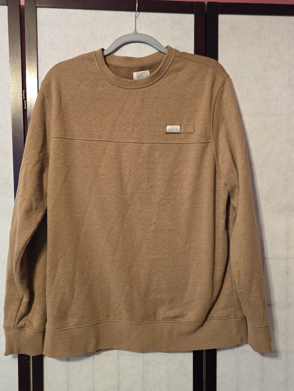 Ocean + Coast Women's Crewneck Sweater in Light Brown - Casual Comfort - Size M